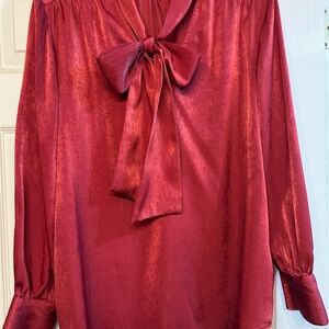 Liverpool Rust Satin Blouse with Bow